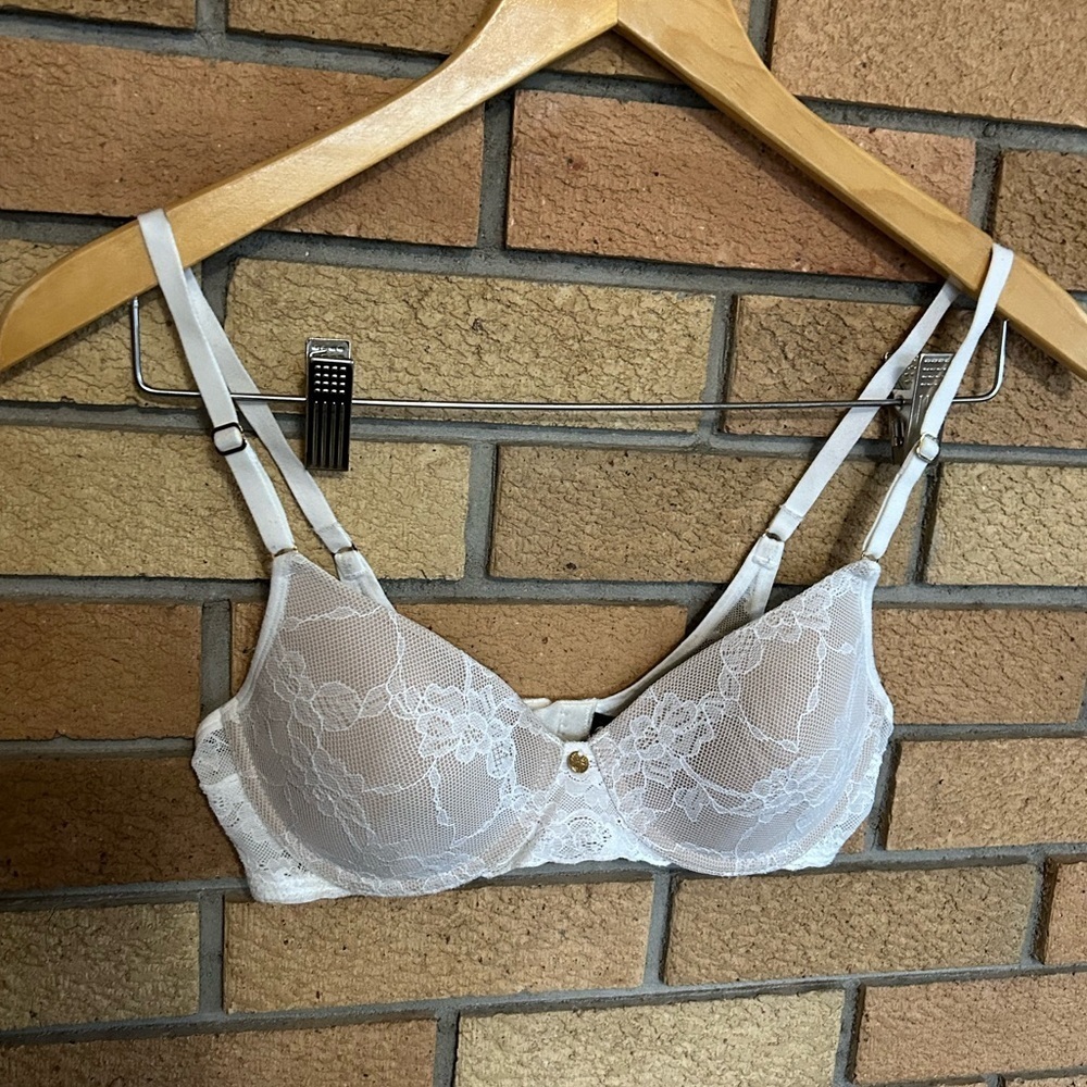Natori Women’s Bliss Allure Lace Underwire White & Tan Bra Size 32B - Picture 3 of 6